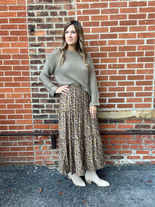 The Sarell Brown Floral Maxi Skirt