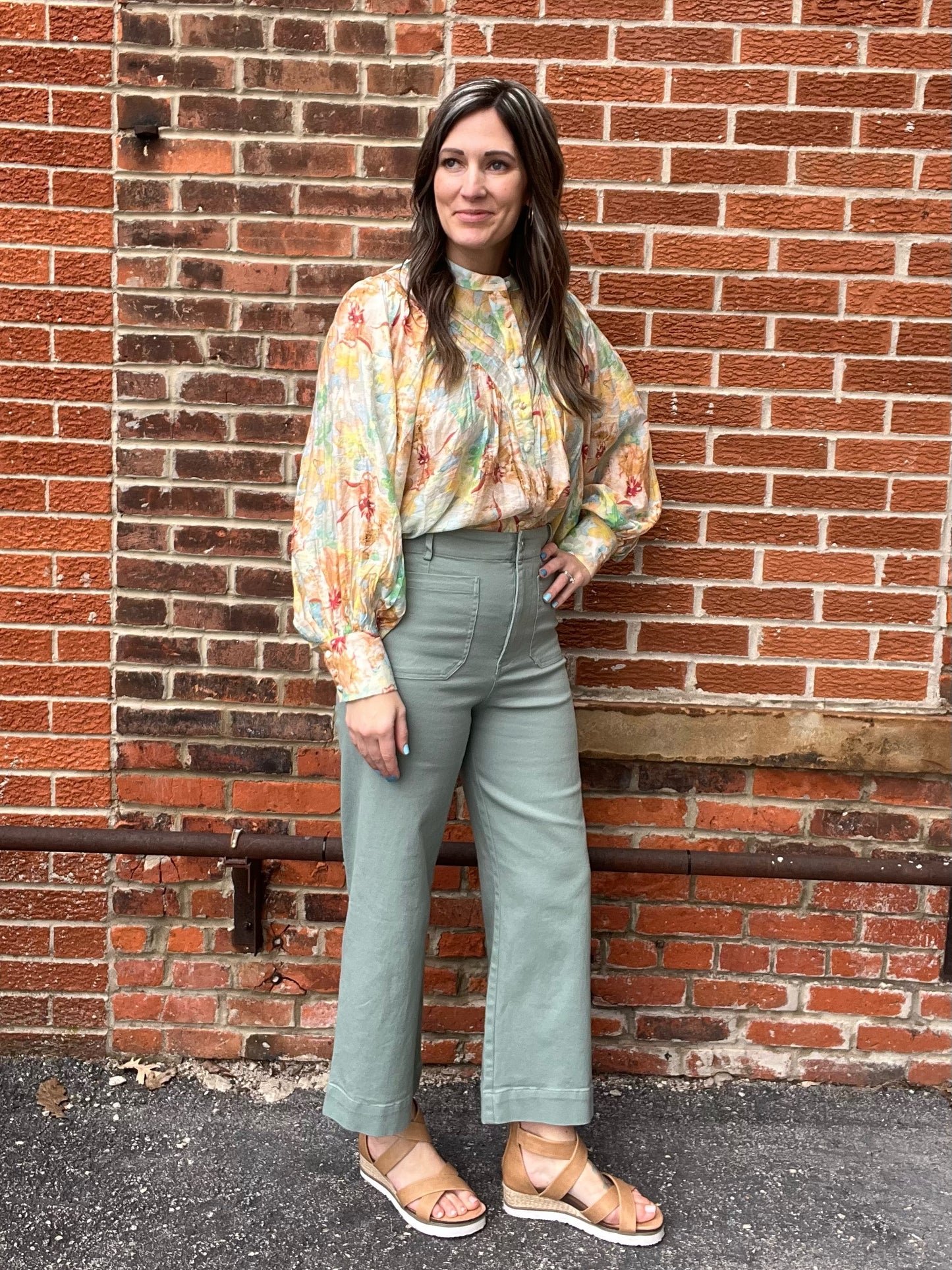 The Aqua Sorbet Floral Printed Blouse