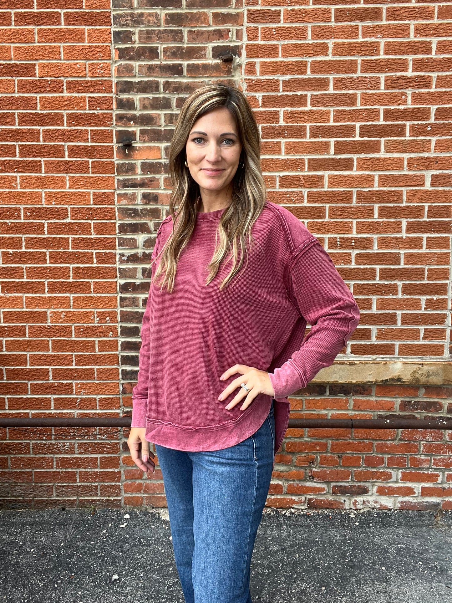 The Paxton Acid Wash Thermal Long Sleeve Top
