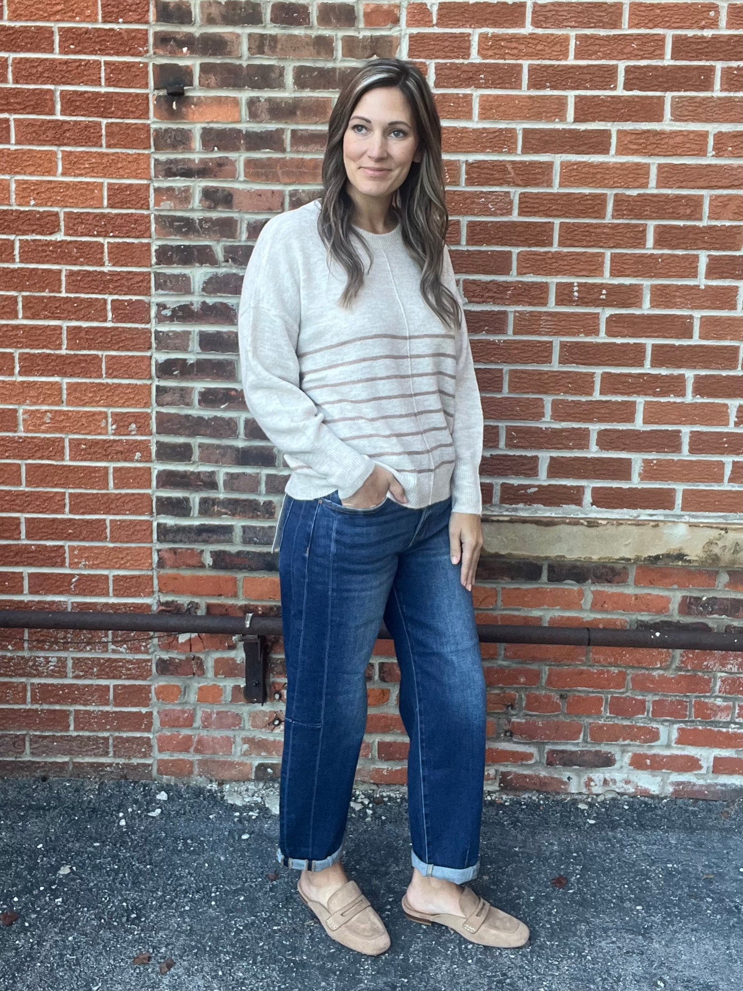 The Sloane Striped Front Seam Sweater