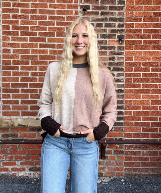 The Marlowe ColorBlock Long Sleeve Knit Sweater