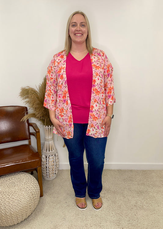 The Curvy Saleigha Floral Kimono