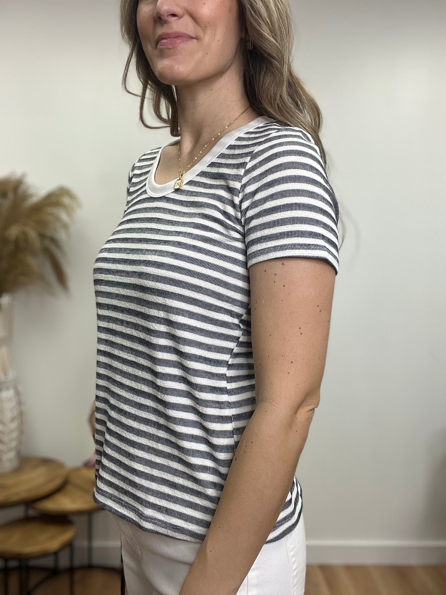 The Barren Ribbed Textured Striped Top