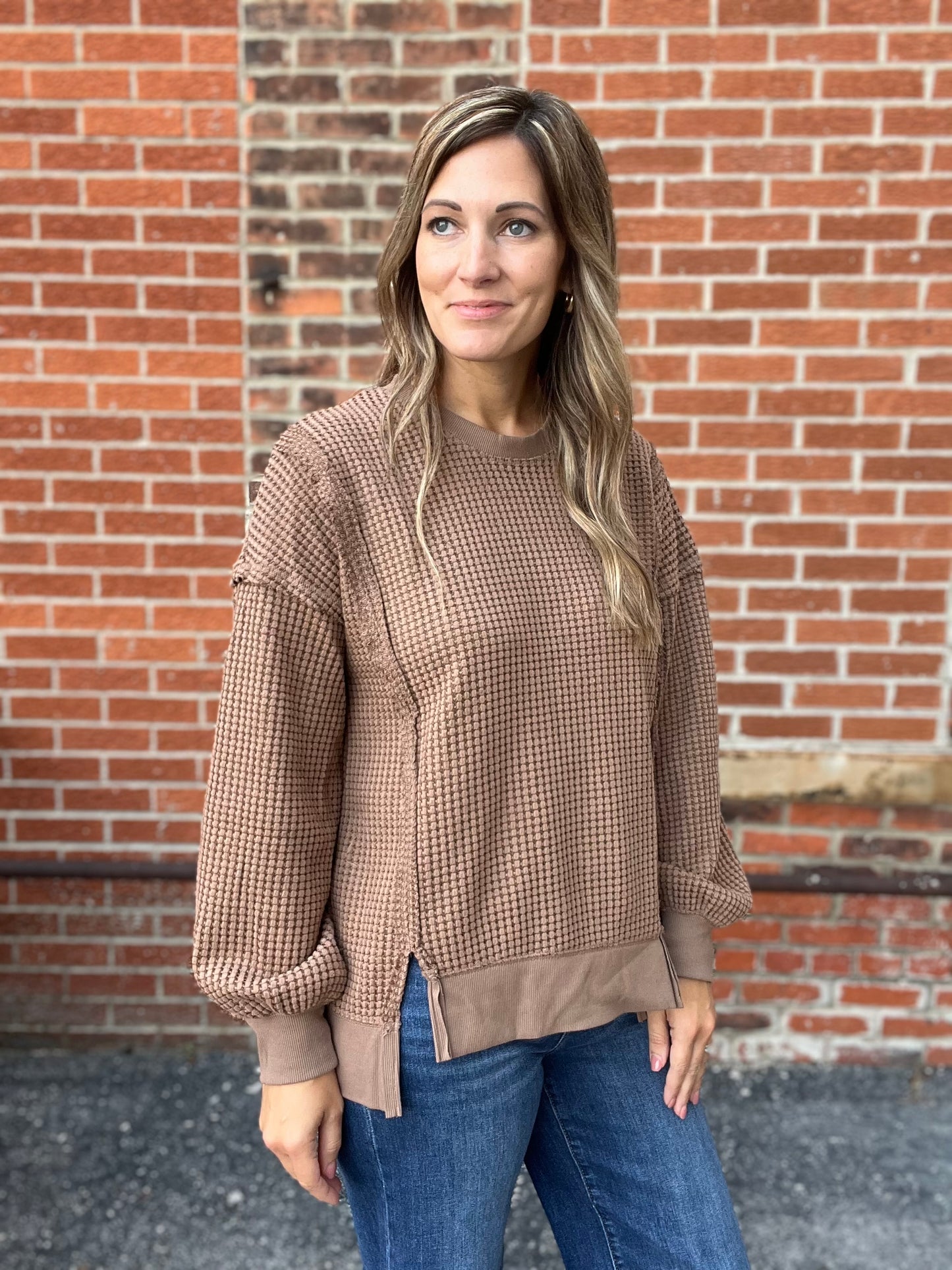 The Welling Oversized Waffle Knit Top