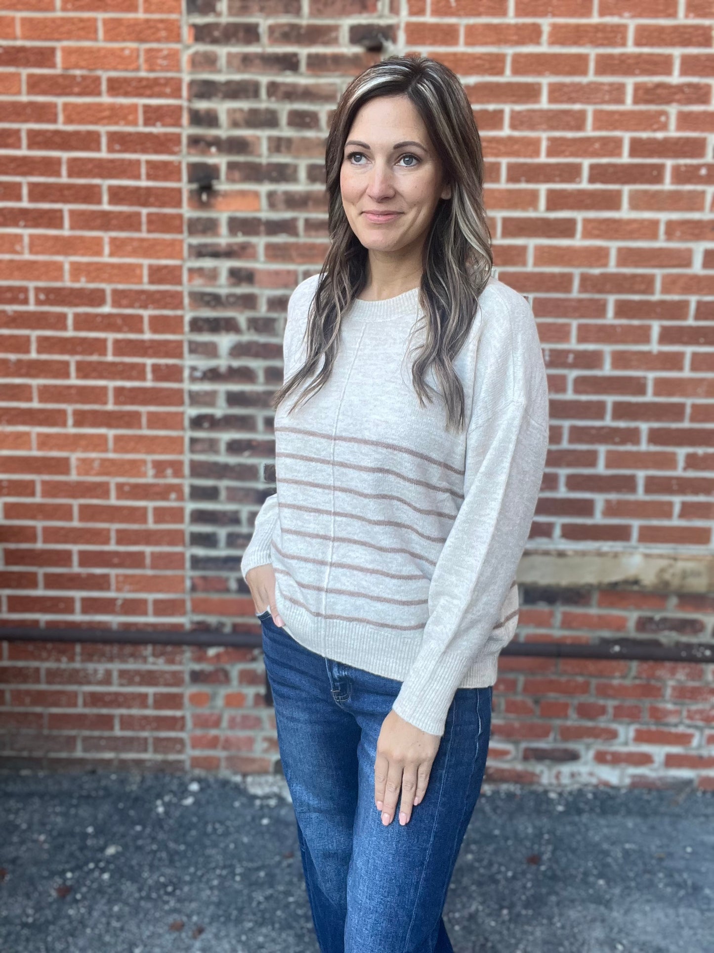 The Sloane Striped Front Seam Sweater