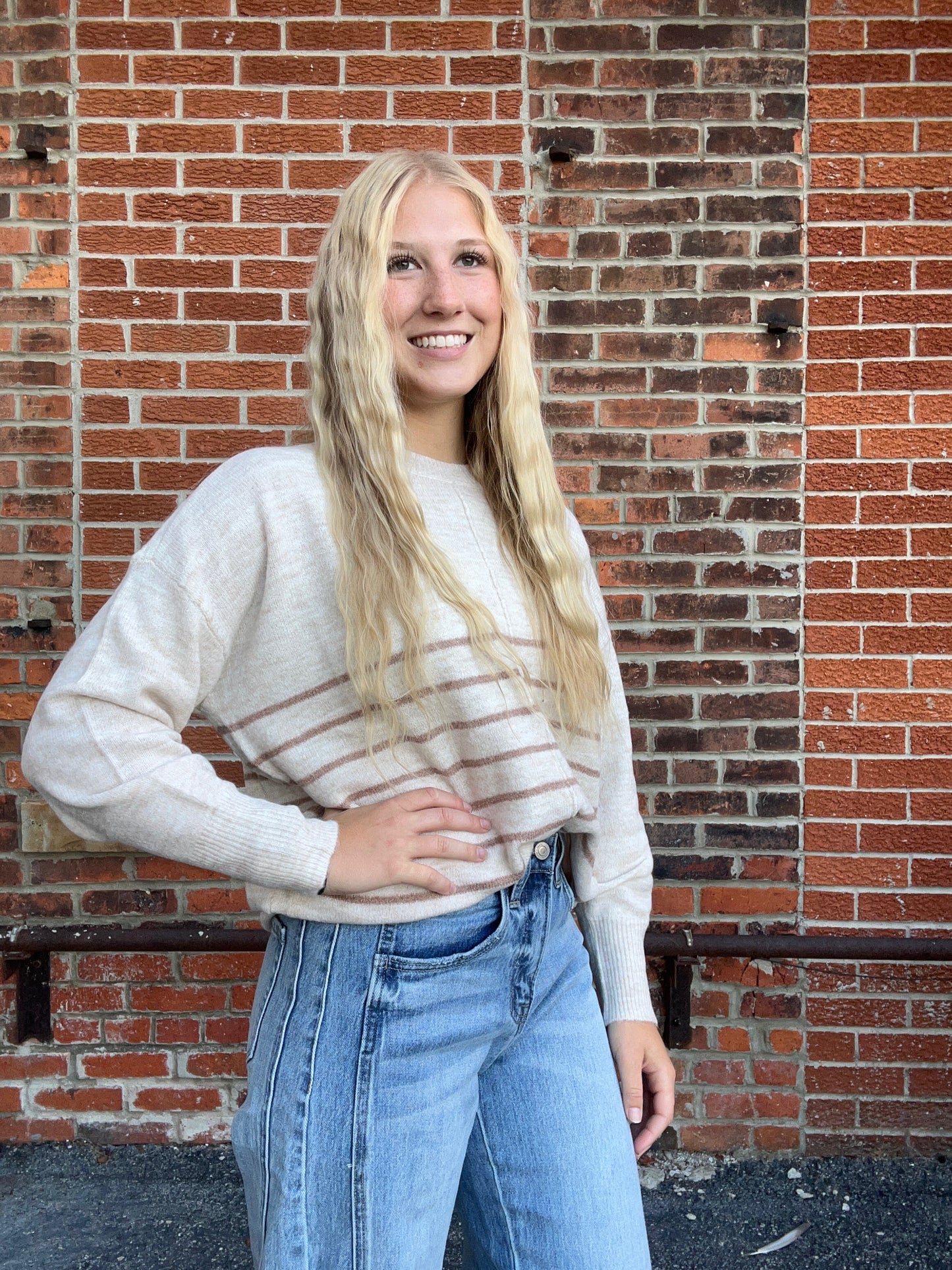 The Sloane Striped Front Seam Sweater