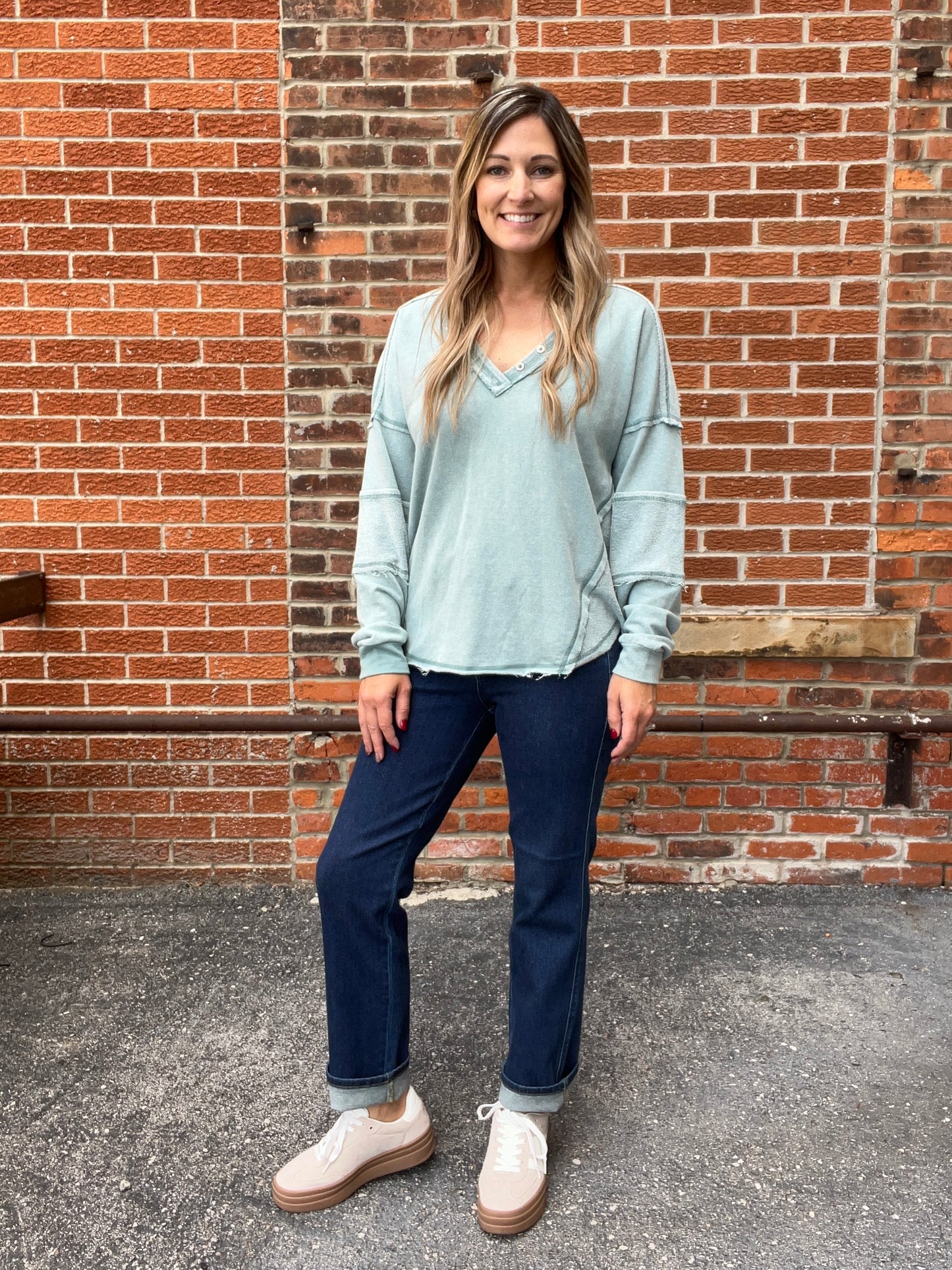The Harlem Textured Long Sleeve Top