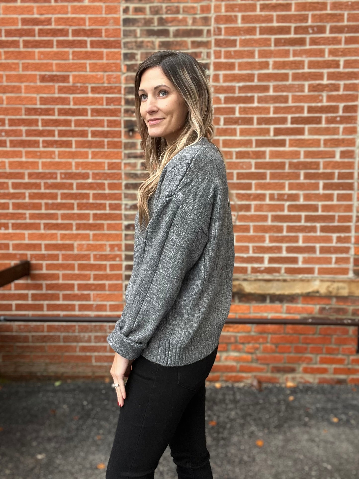 The Kimmy Windowpane Knit Sweater