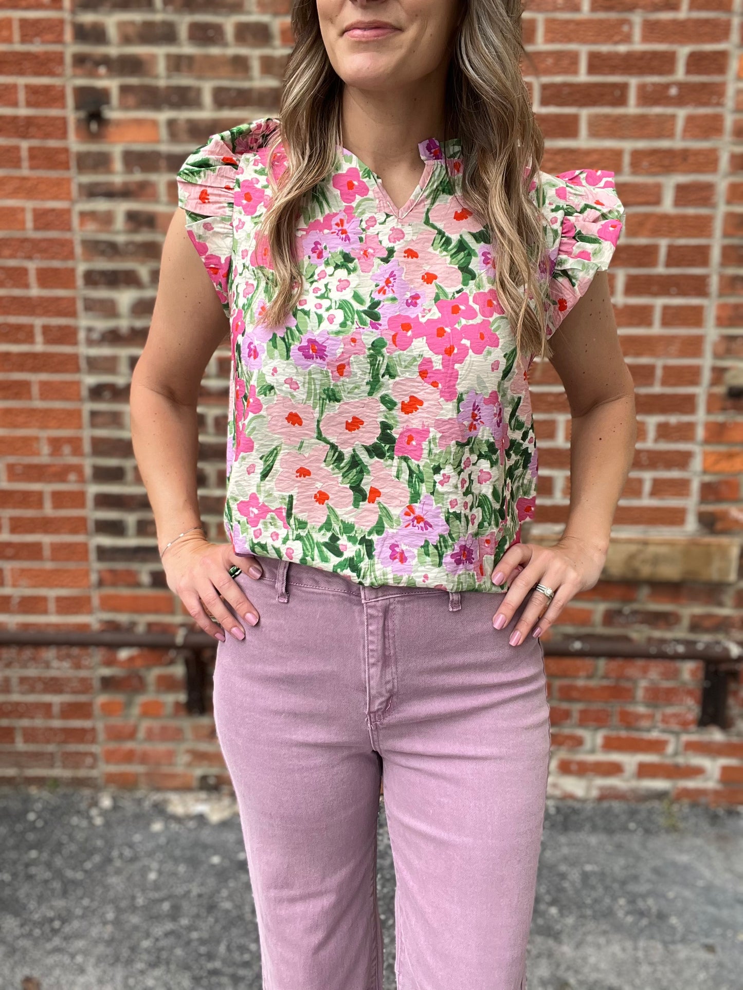 The Lillian Pink Floral Blouse