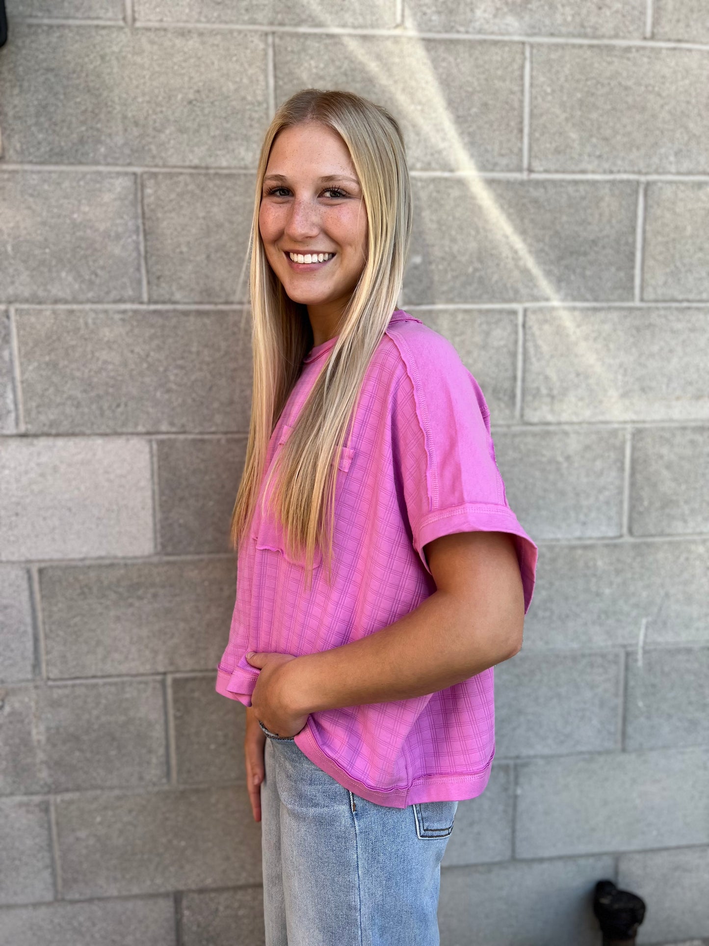 The Elani Oversized Textured Orchid Shirt