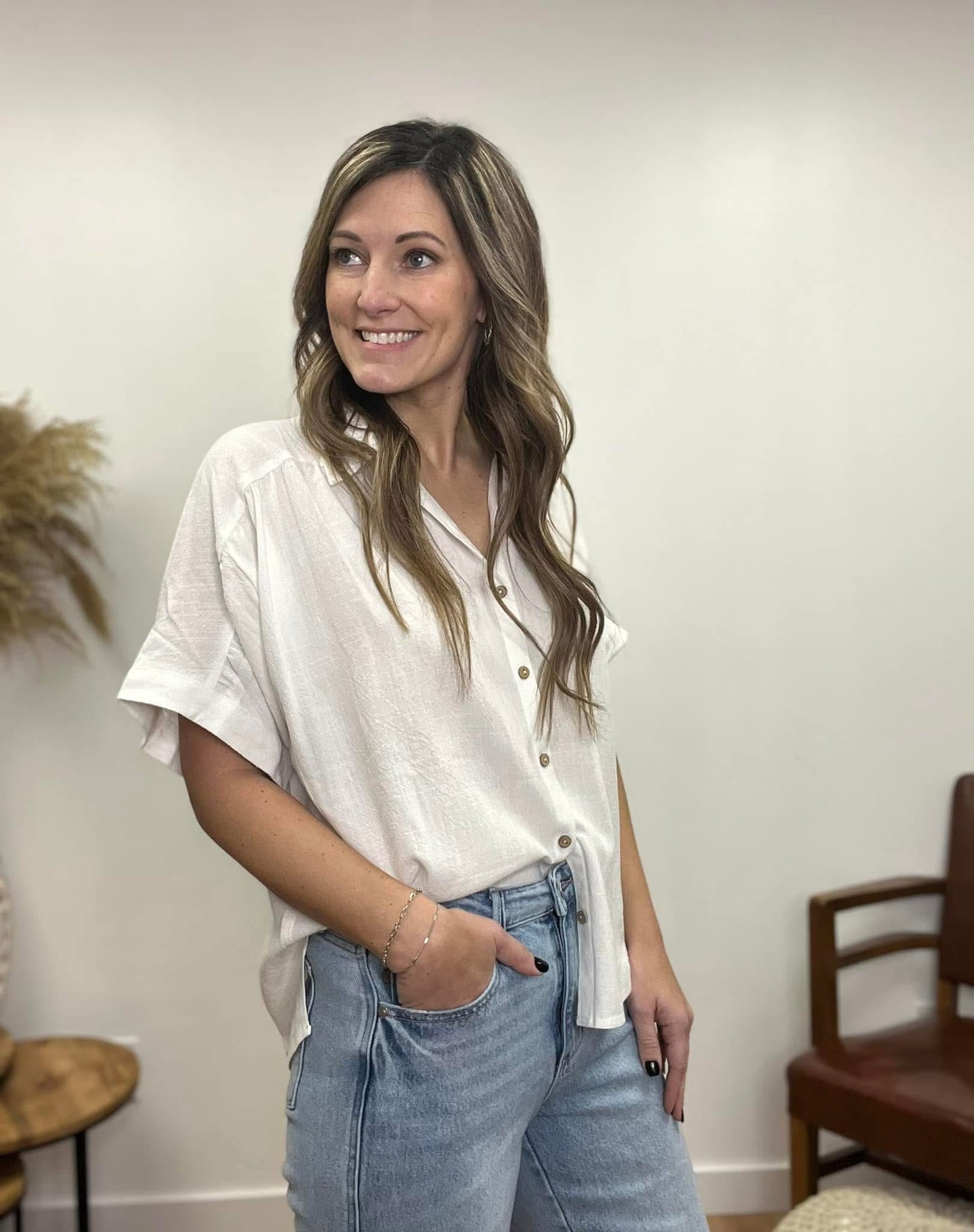 The Summertime Button Down Gauze Top