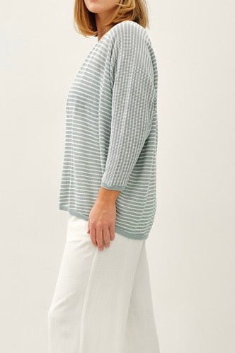 The Haleigh Curvy Striped Open Cardigan