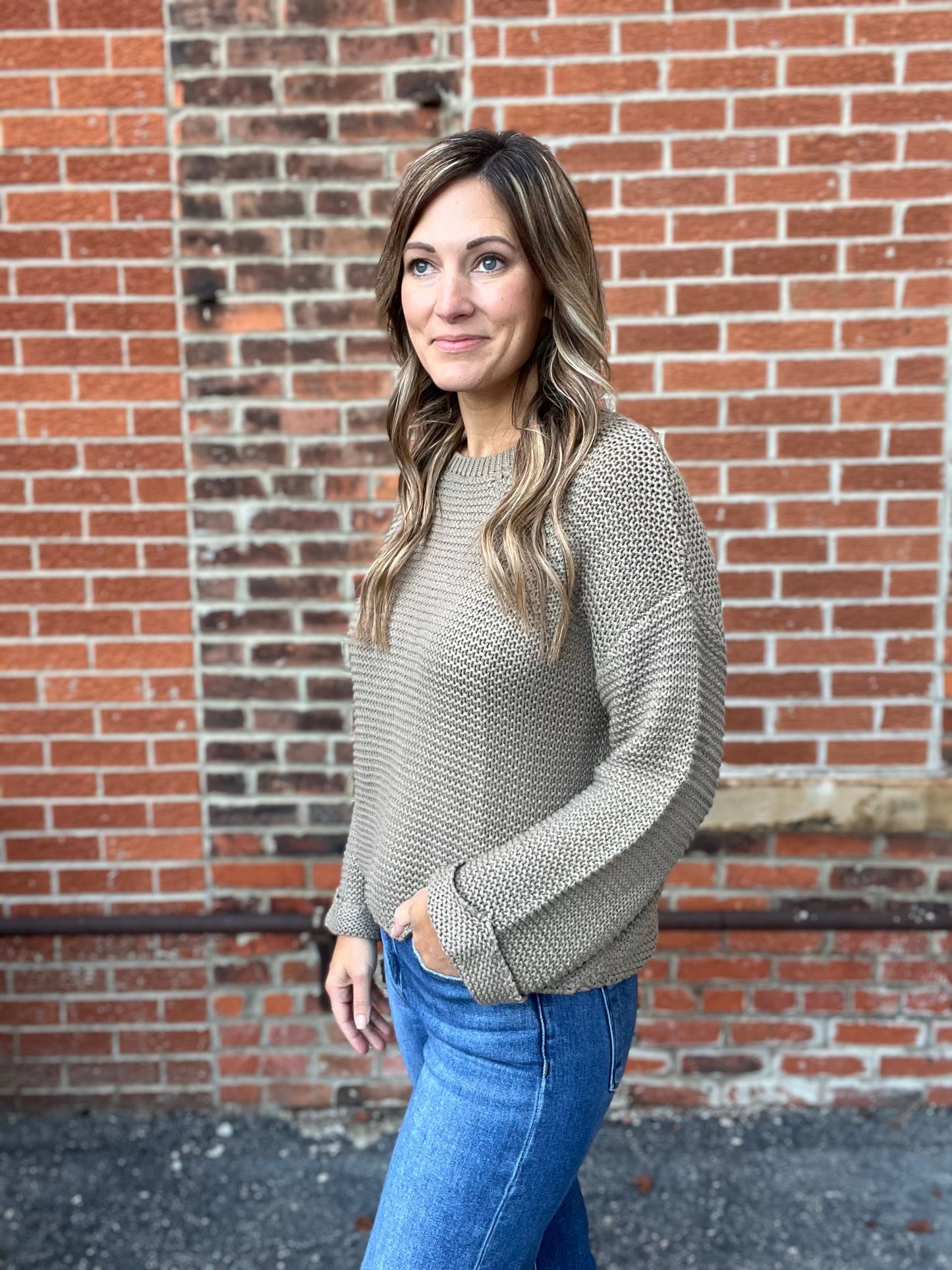 The Reign Olive Chunky Knit Sweater