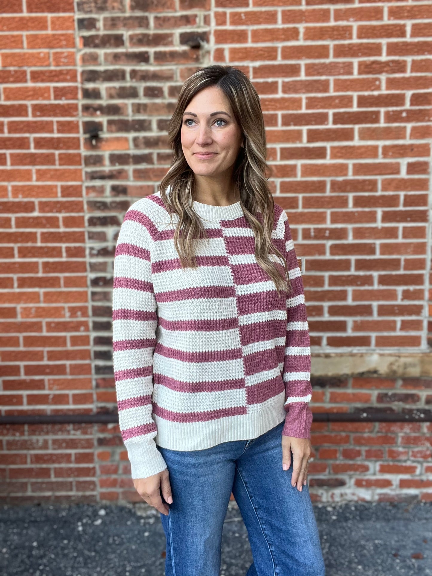 The Vanna Rose Color Block Striped Sweater