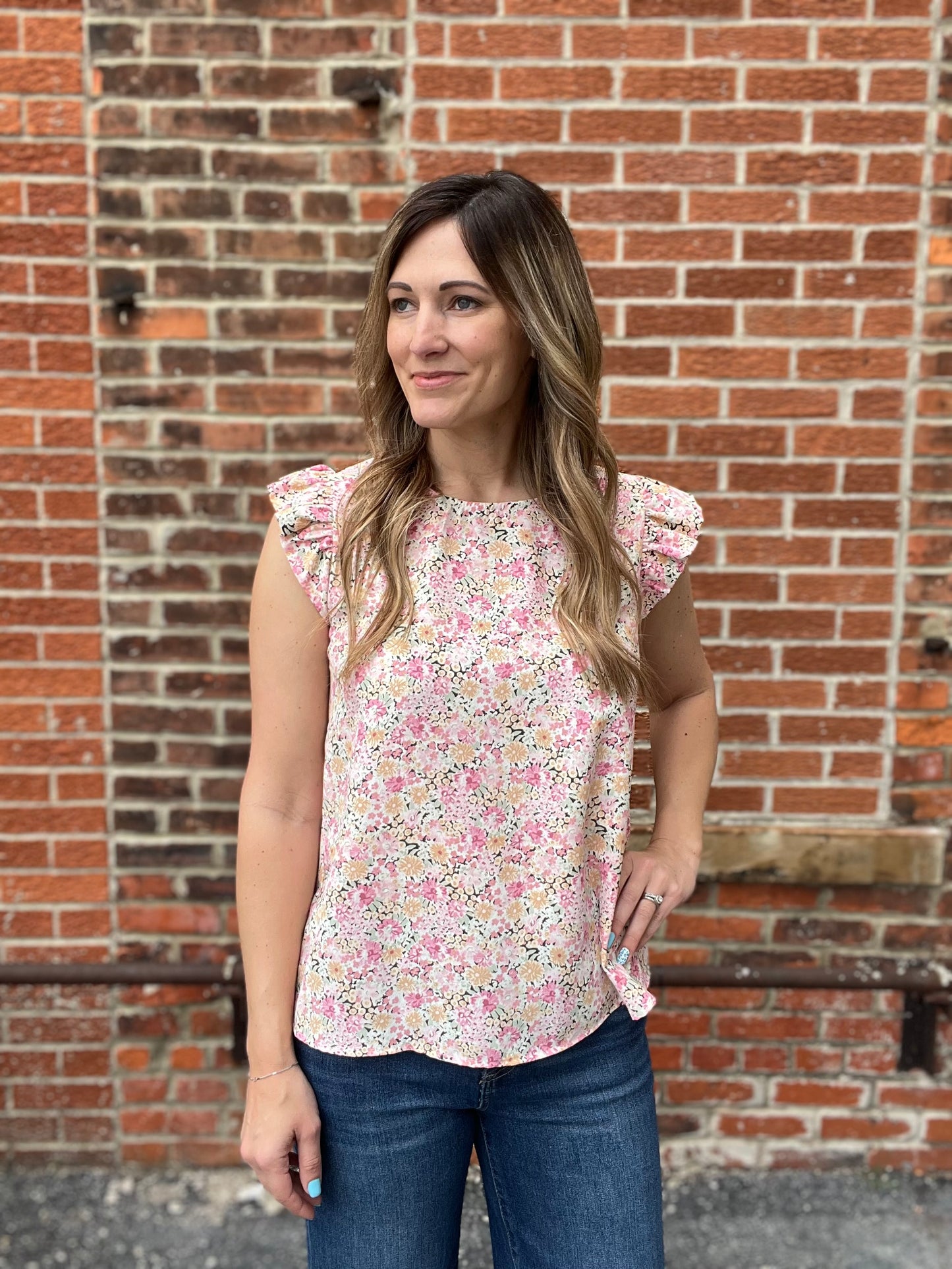 The Sibyl Floral Flutter Blouse Top