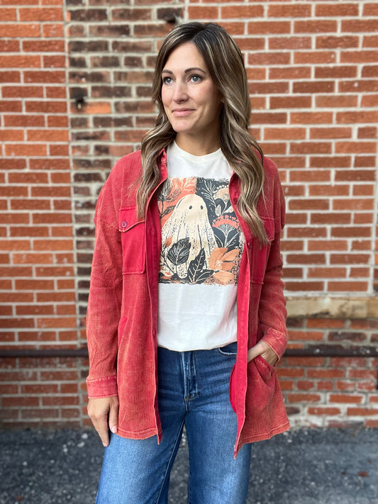 The Milo Thermal Mineral Wash Button Down Shacket