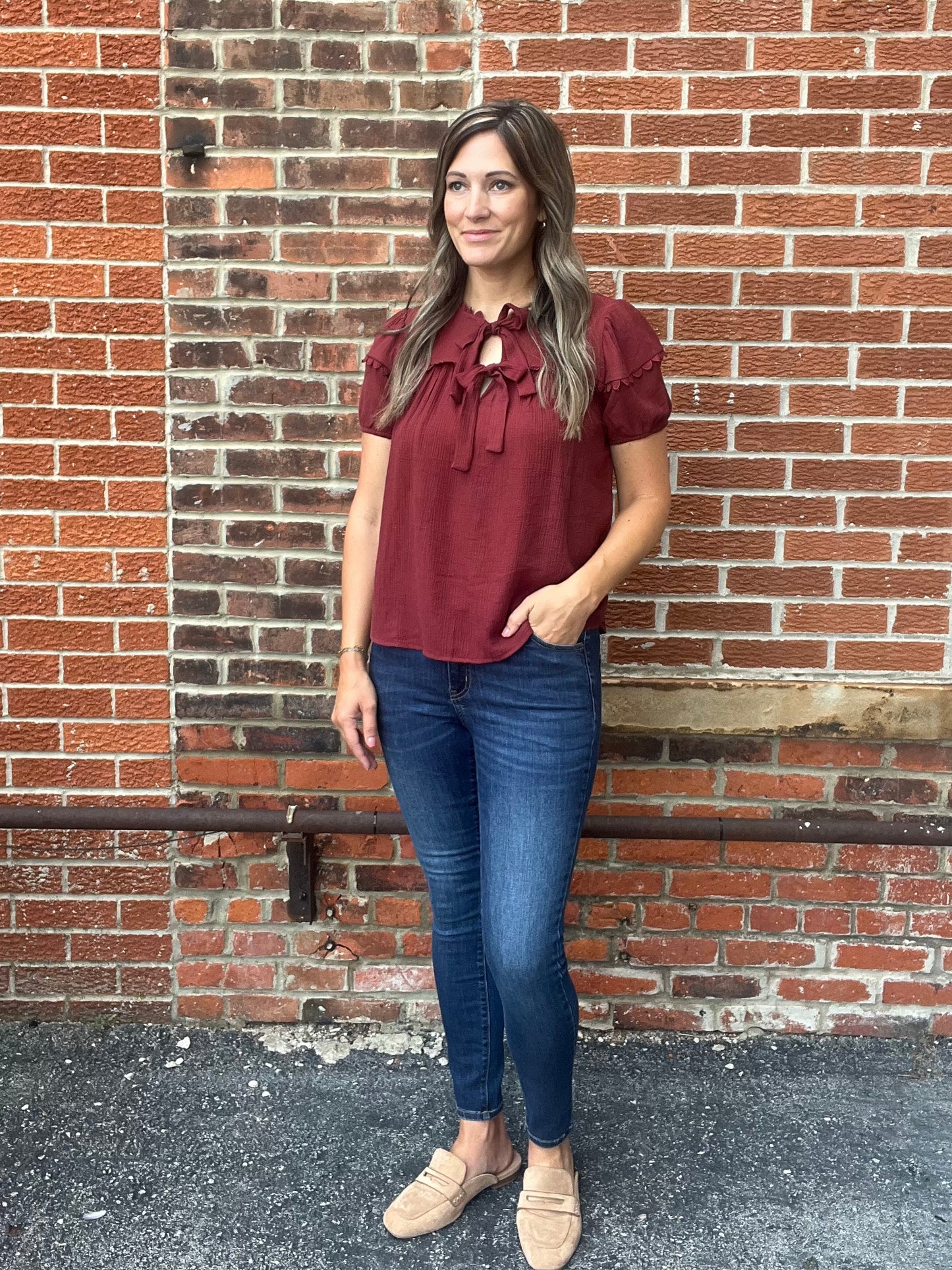The Patterson Scallop Trim Blouse Top