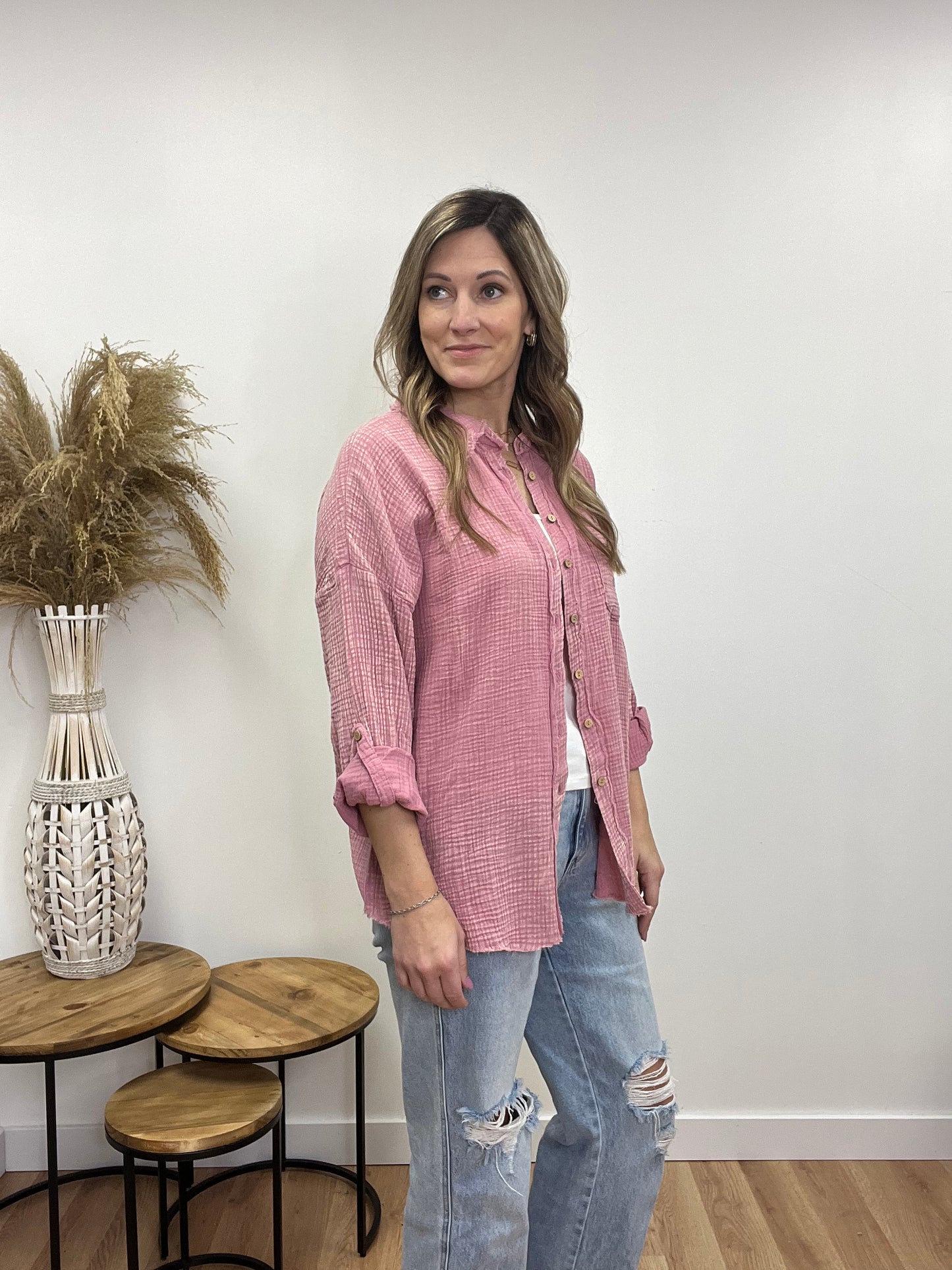 The Sedona Summer Gauze Button Up