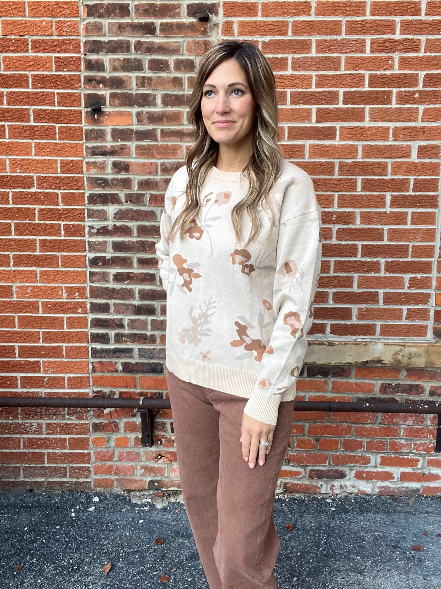 The Klara Floral Taupe Sweater