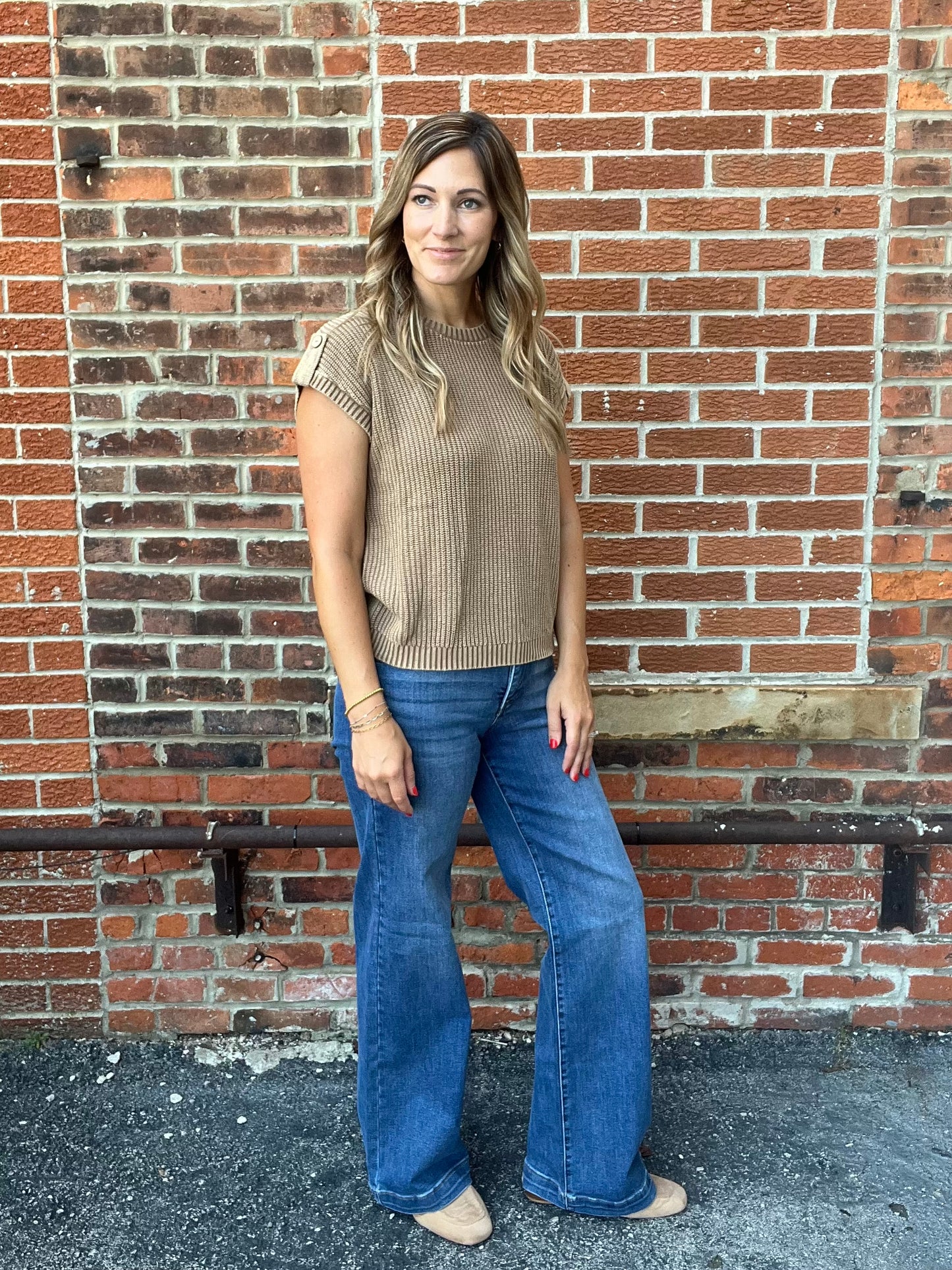 The Aura Short Sleeve Mocha Sweater