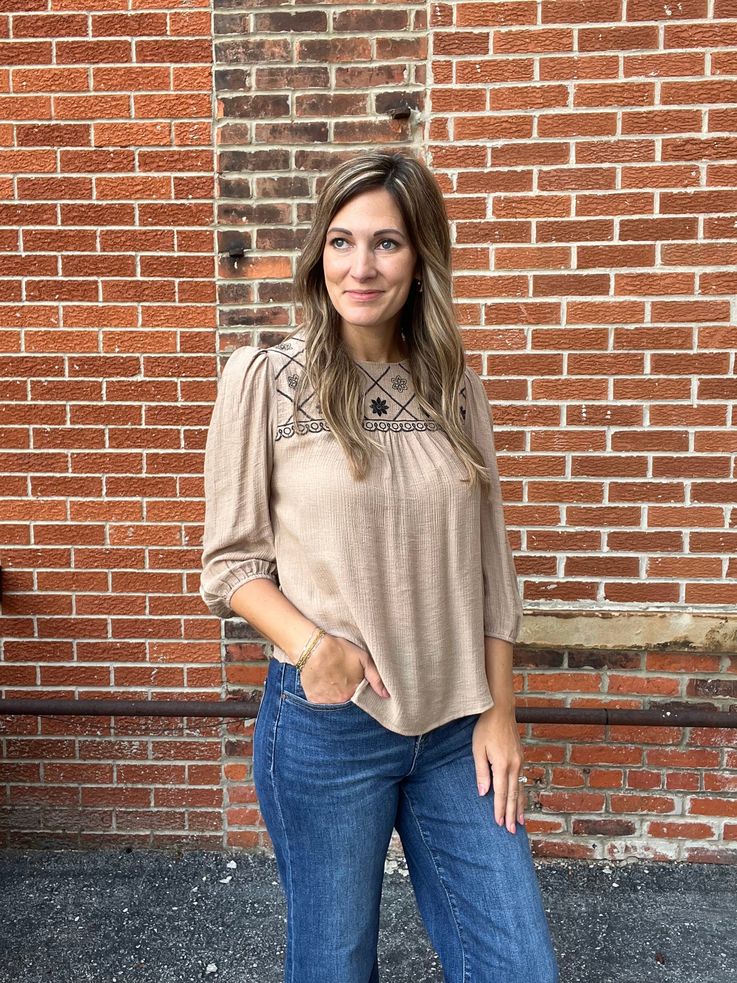 The Sudrey Floral Embroider Blouse
