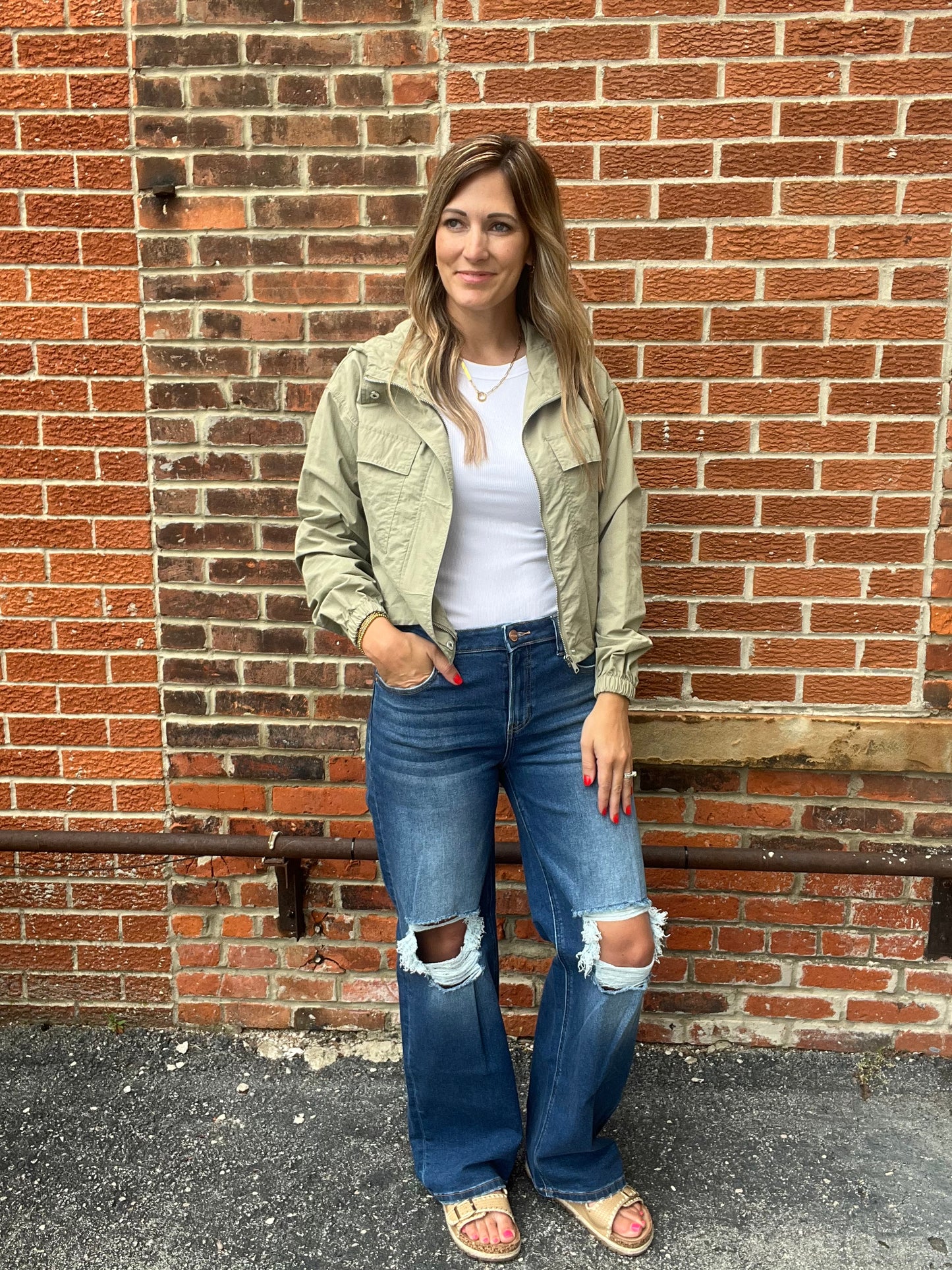 The Lark Mid Waist Knee Distressed Jeans