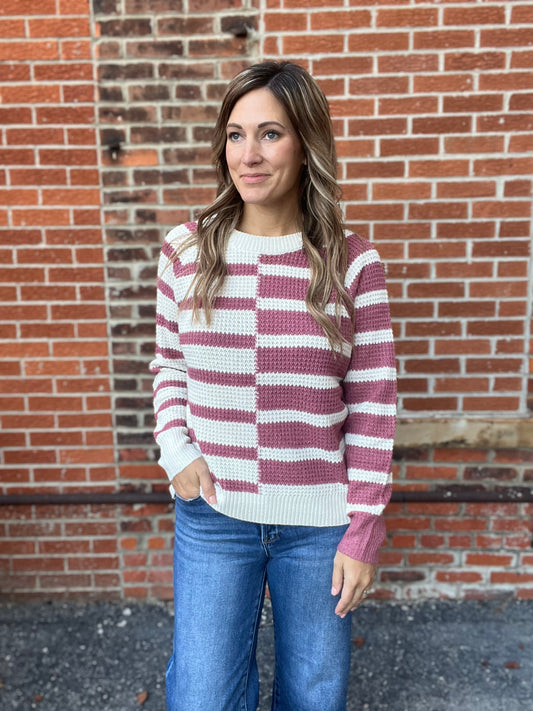 The Vanna Rose Color Block Striped Sweater