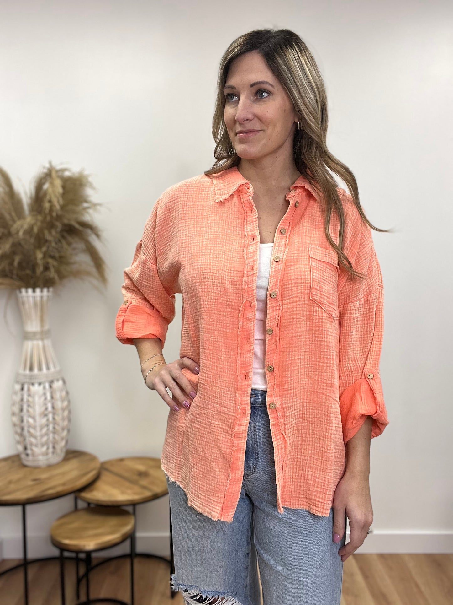 The Sedona Summer Gauze Button Up