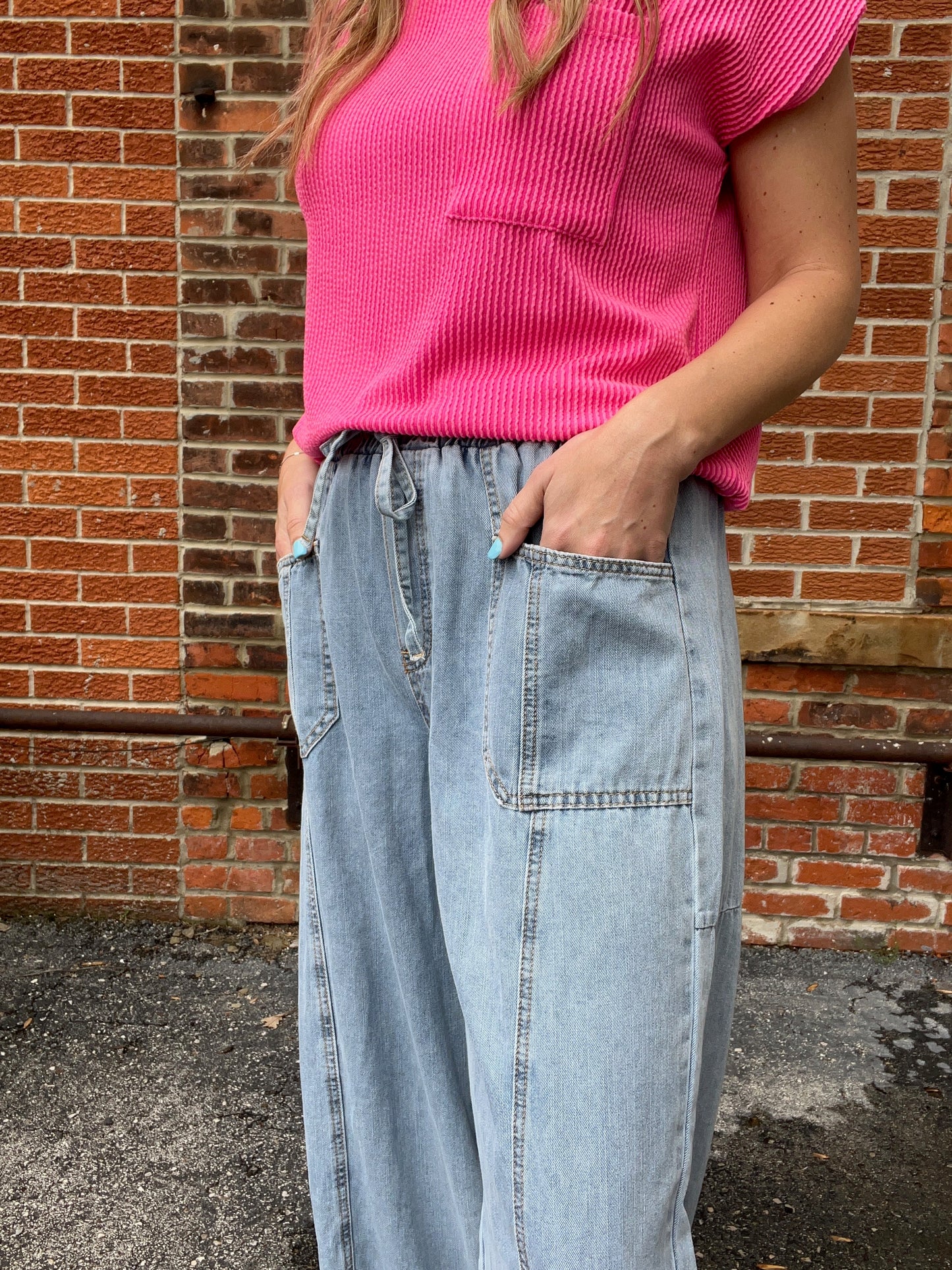 The Eloise Light Denim Barrel Jeans