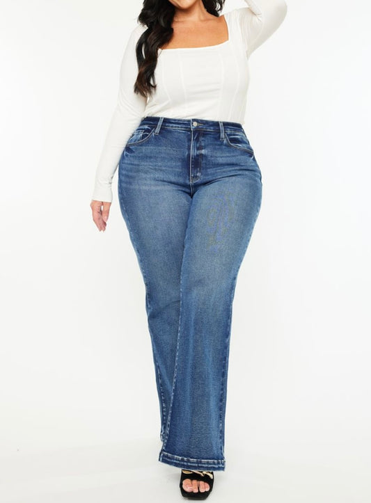 The Hazleigh Curvy KanCan High Rise Wide Leg Flare