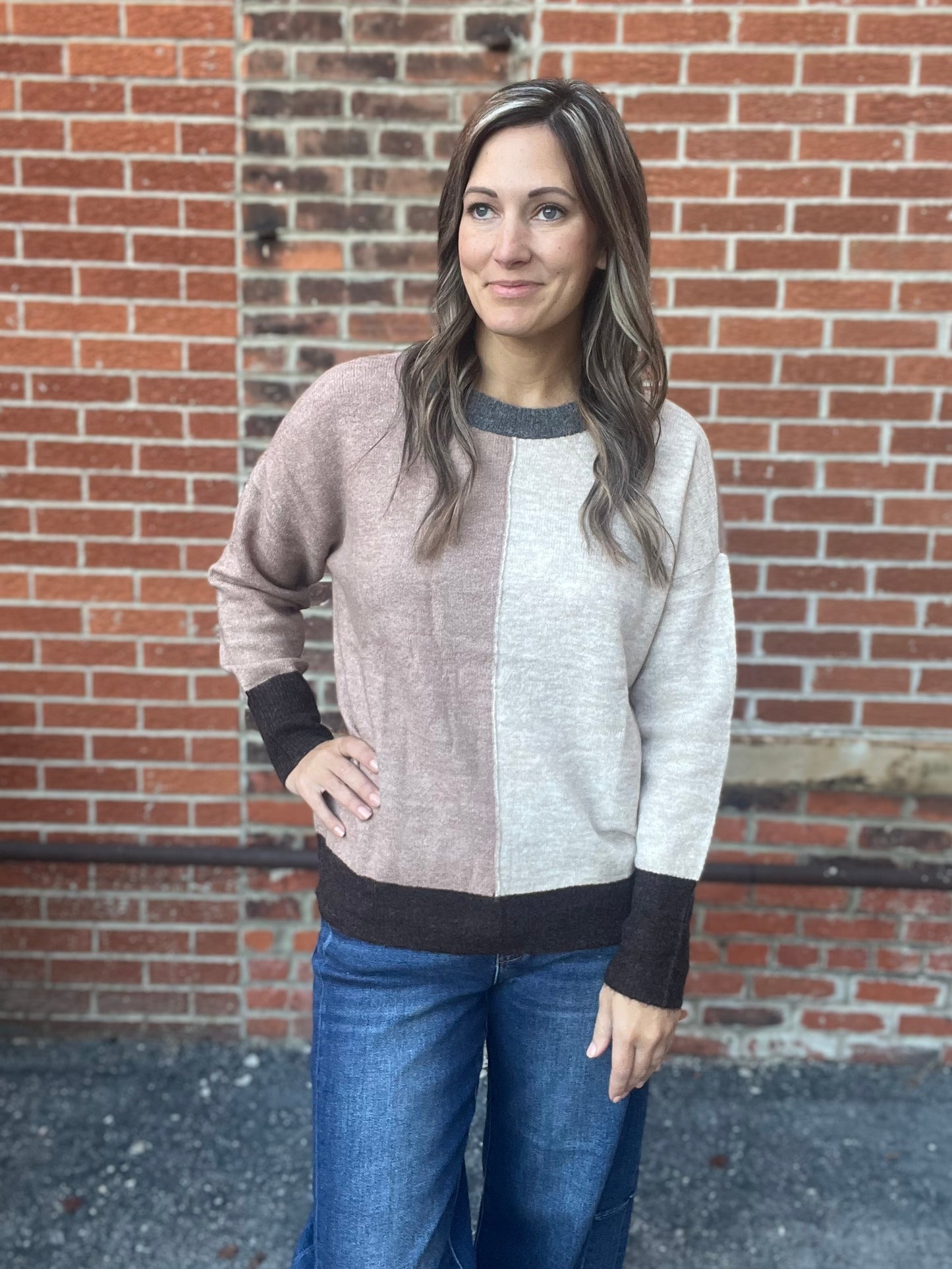 The Marlowe ColorBlock Long Sleeve Knit Sweater