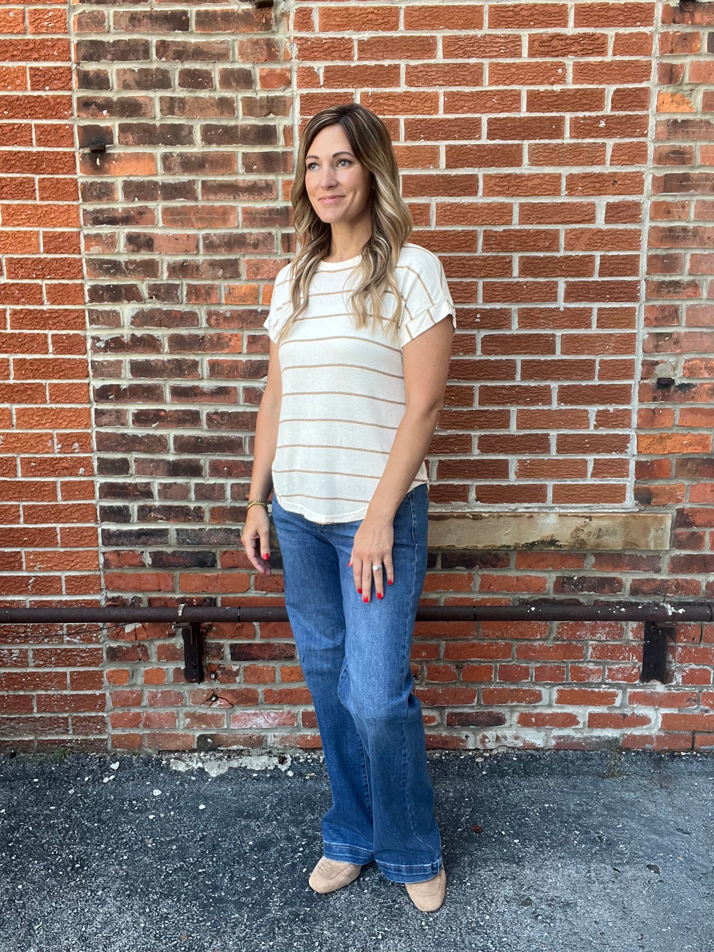 The Remmy Stripe Short Sleeve Knit