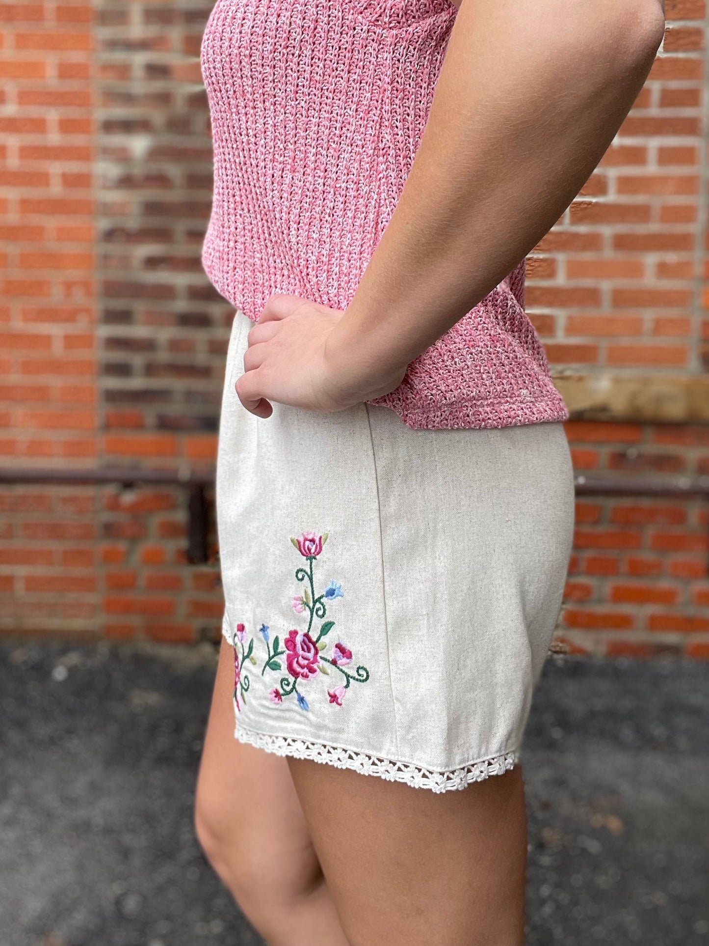 The Hazel High Waist Embroidered Shorts