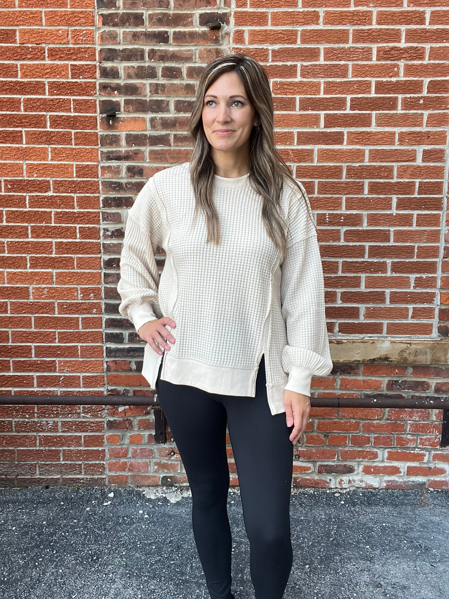 The Welling Oversized Waffle Knit Top