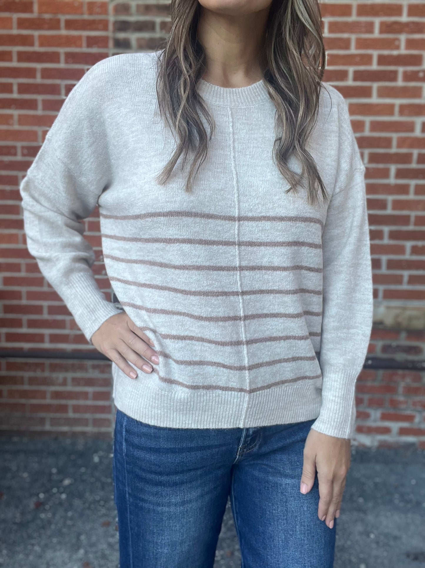 The Sloane Striped Front Seam Sweater