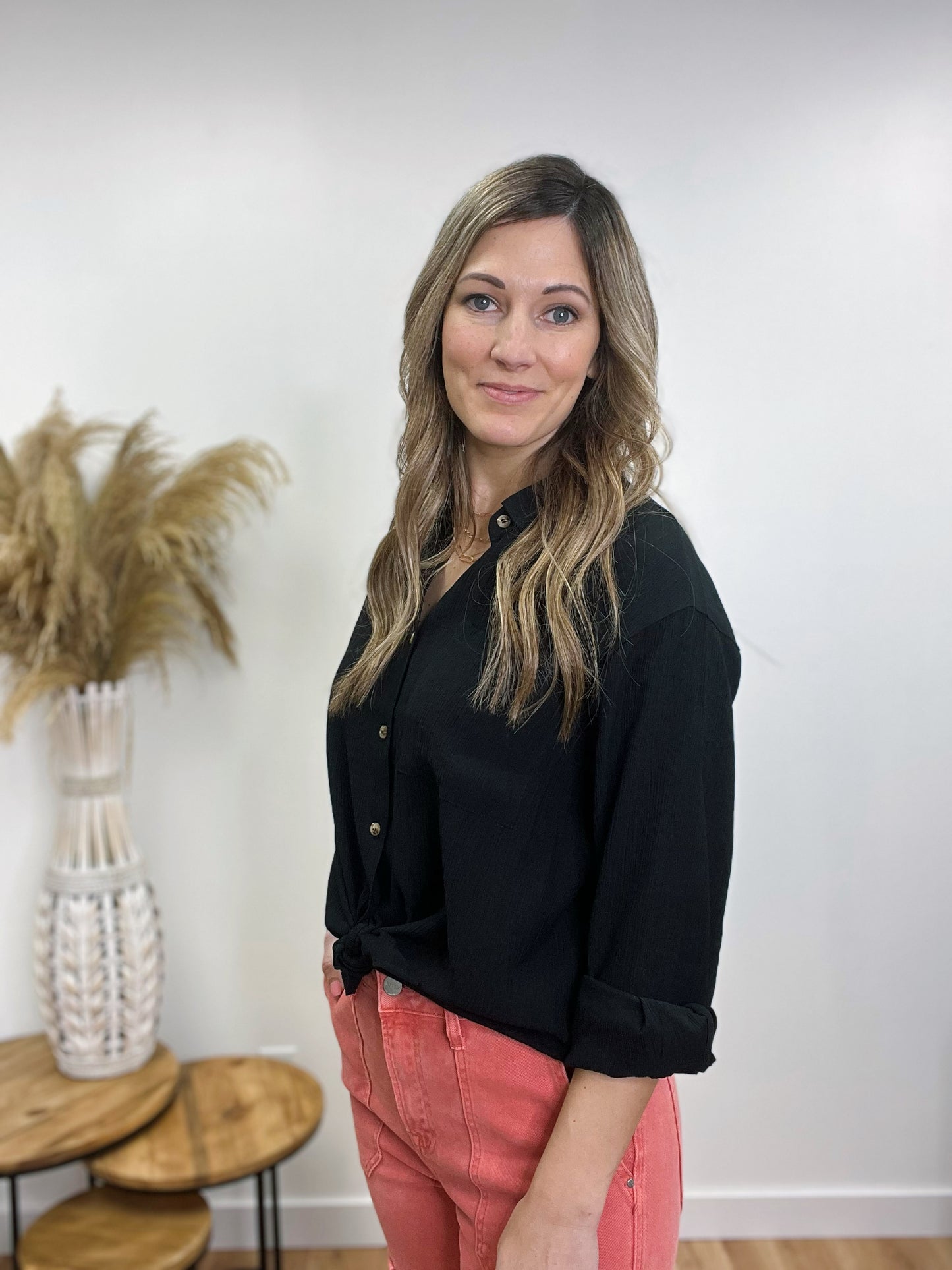 The Kollyns Textured Black Button Down