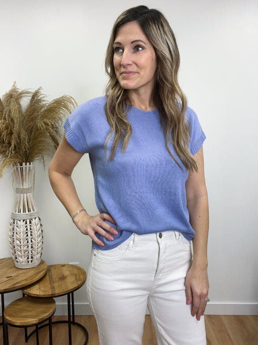 The Anya Boat Neck Short Sleeve Knit Sweater