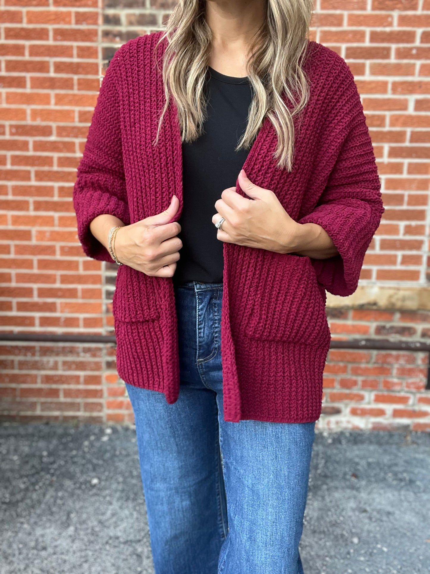 The Omi Wine Oversized Knitted Cardigan