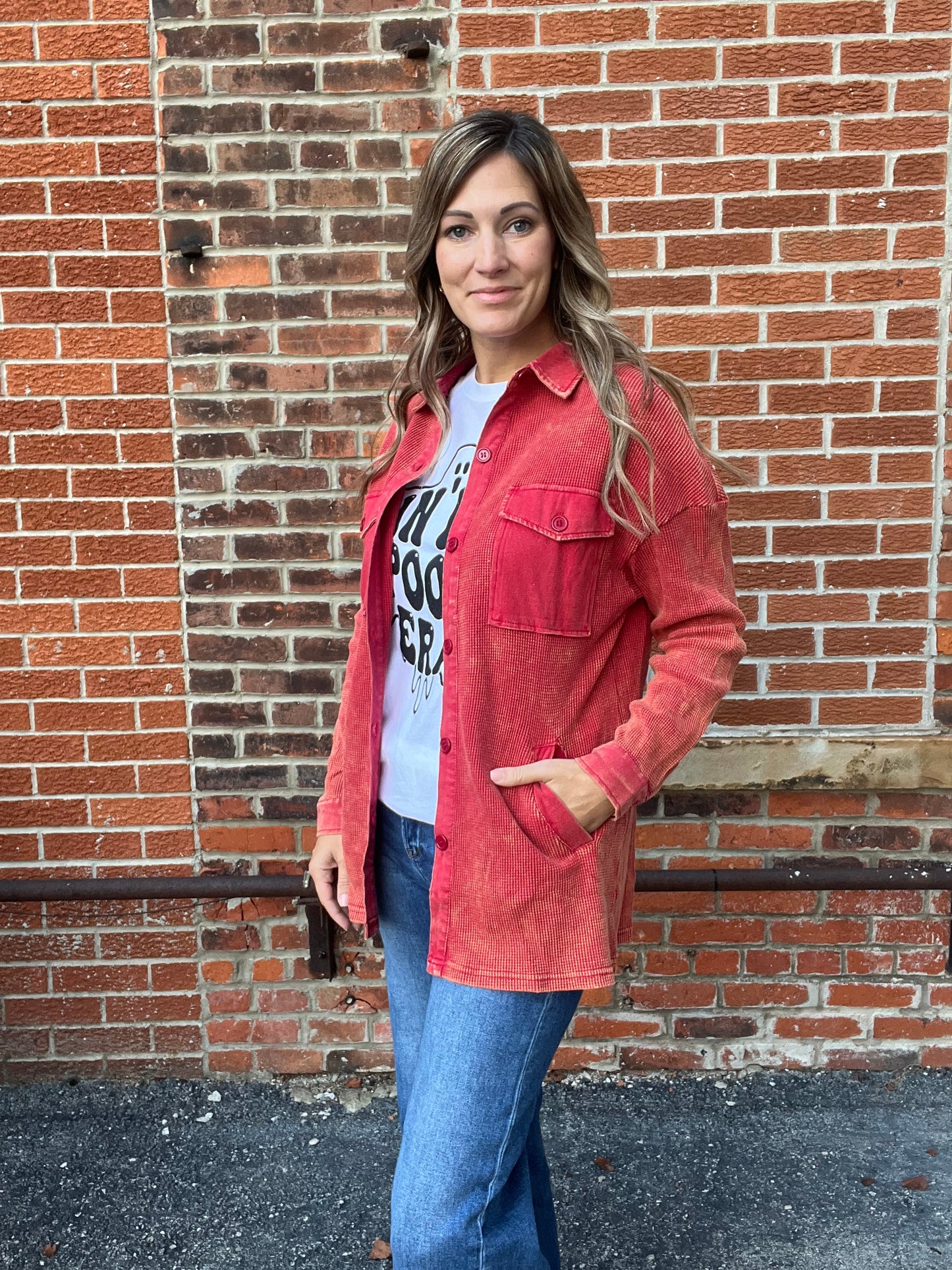 The Milo Thermal Mineral Wash Button Down Shacket