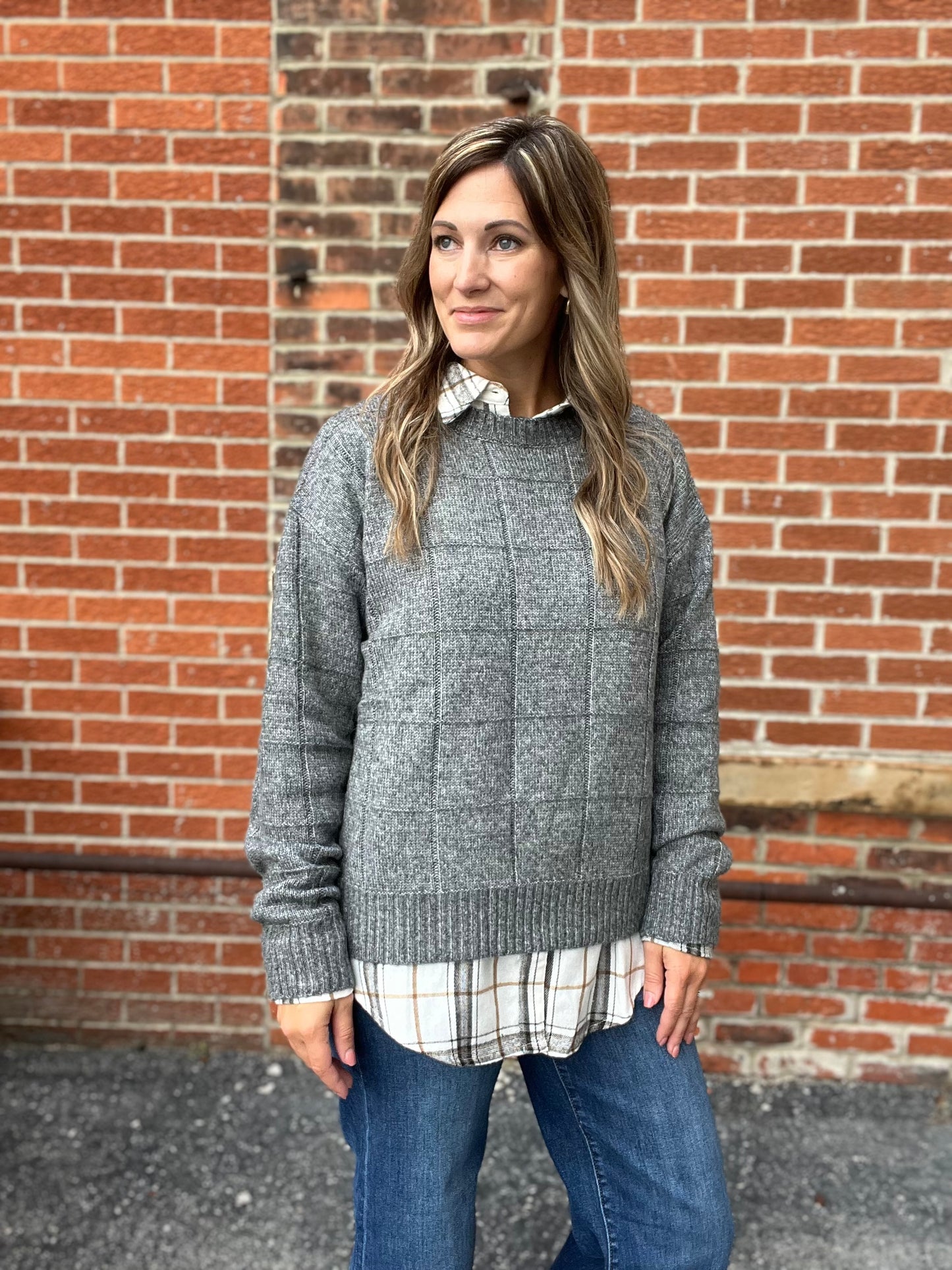 The Kimmy Windowpane Knit Sweater
