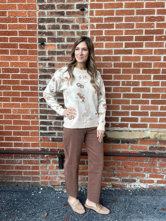 The Klara Floral Taupe Sweater