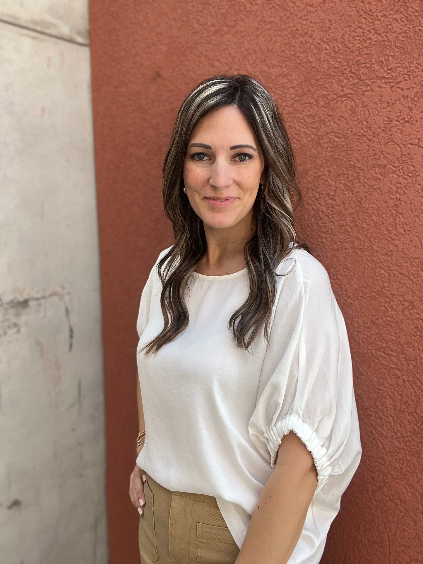 The Zae Oversized Dolman Sleeve Blouse Top