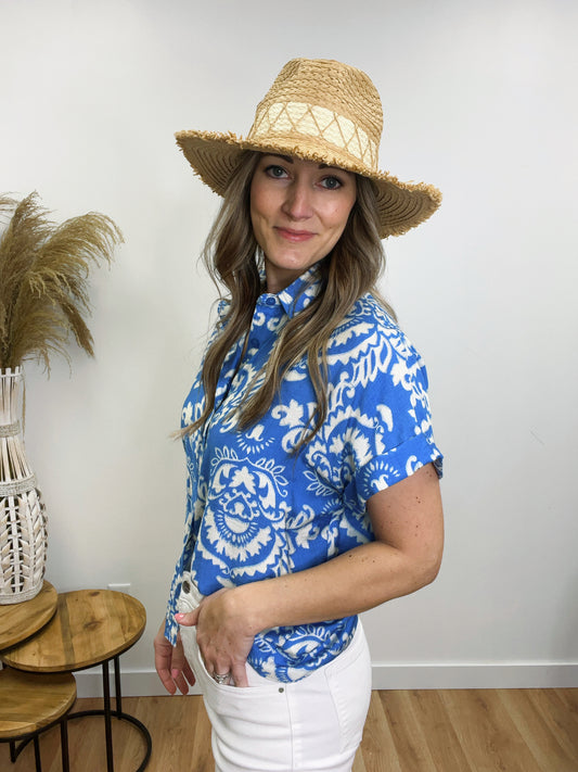 The Blue Hayden Button Up Top