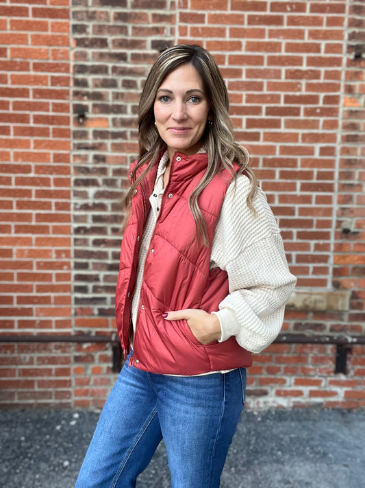 The Doran Rust Puffer Vest