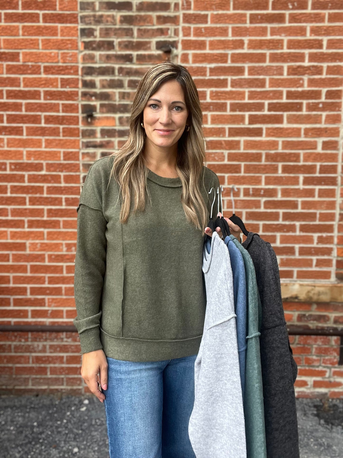 The Malia Brushed Hacci Long Sleeve Top