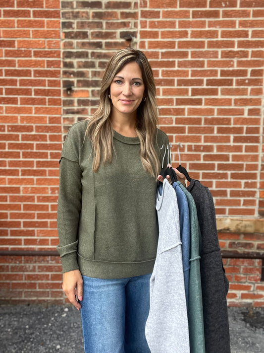 The Malia Brushed Hacci Long Sleeve Top