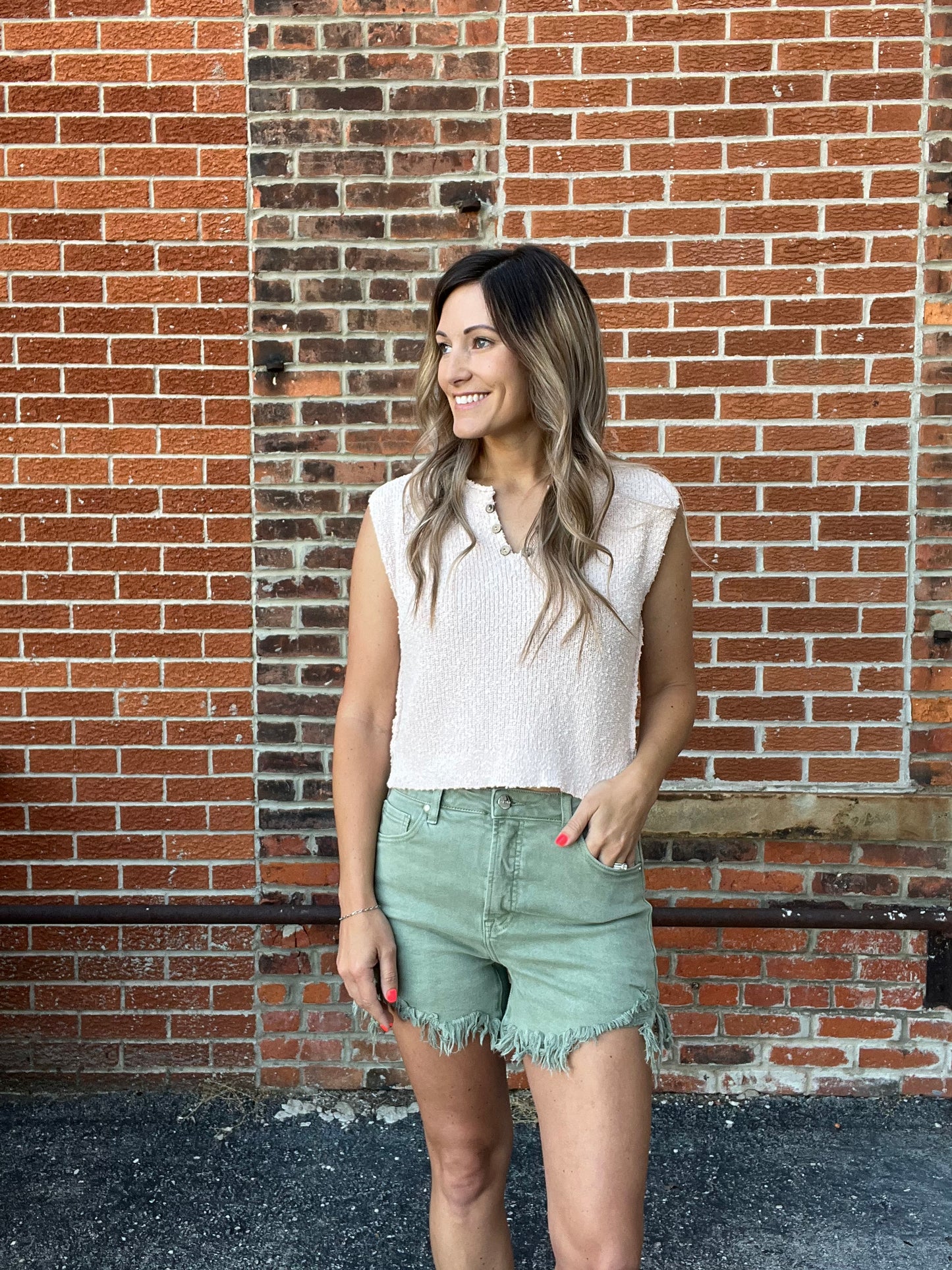 The Cher Olive Denim Shorts