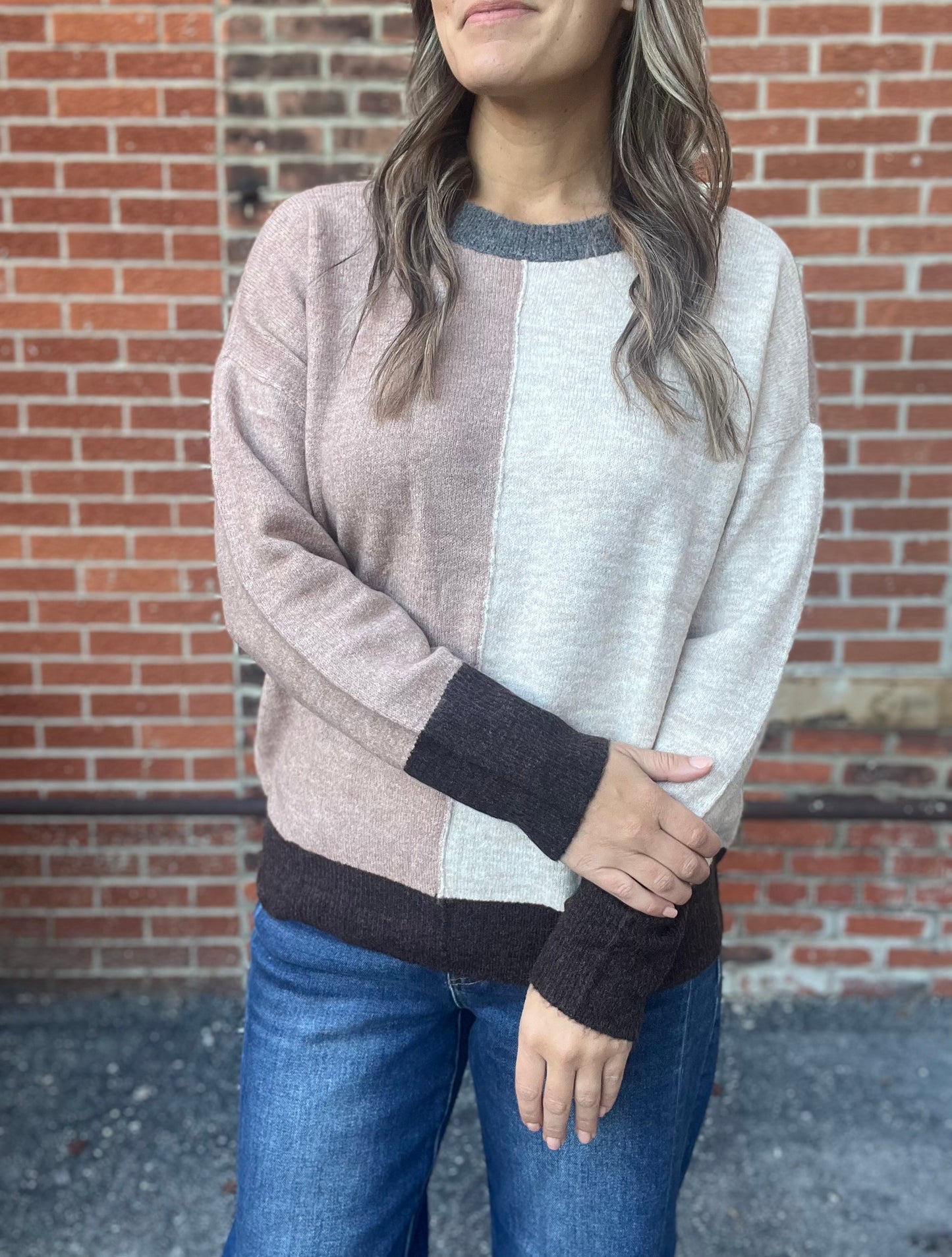 The Marlowe ColorBlock Long Sleeve Knit Sweater