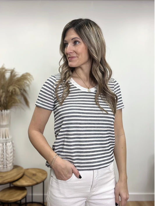 The Barren Ribbed Textured Striped Top