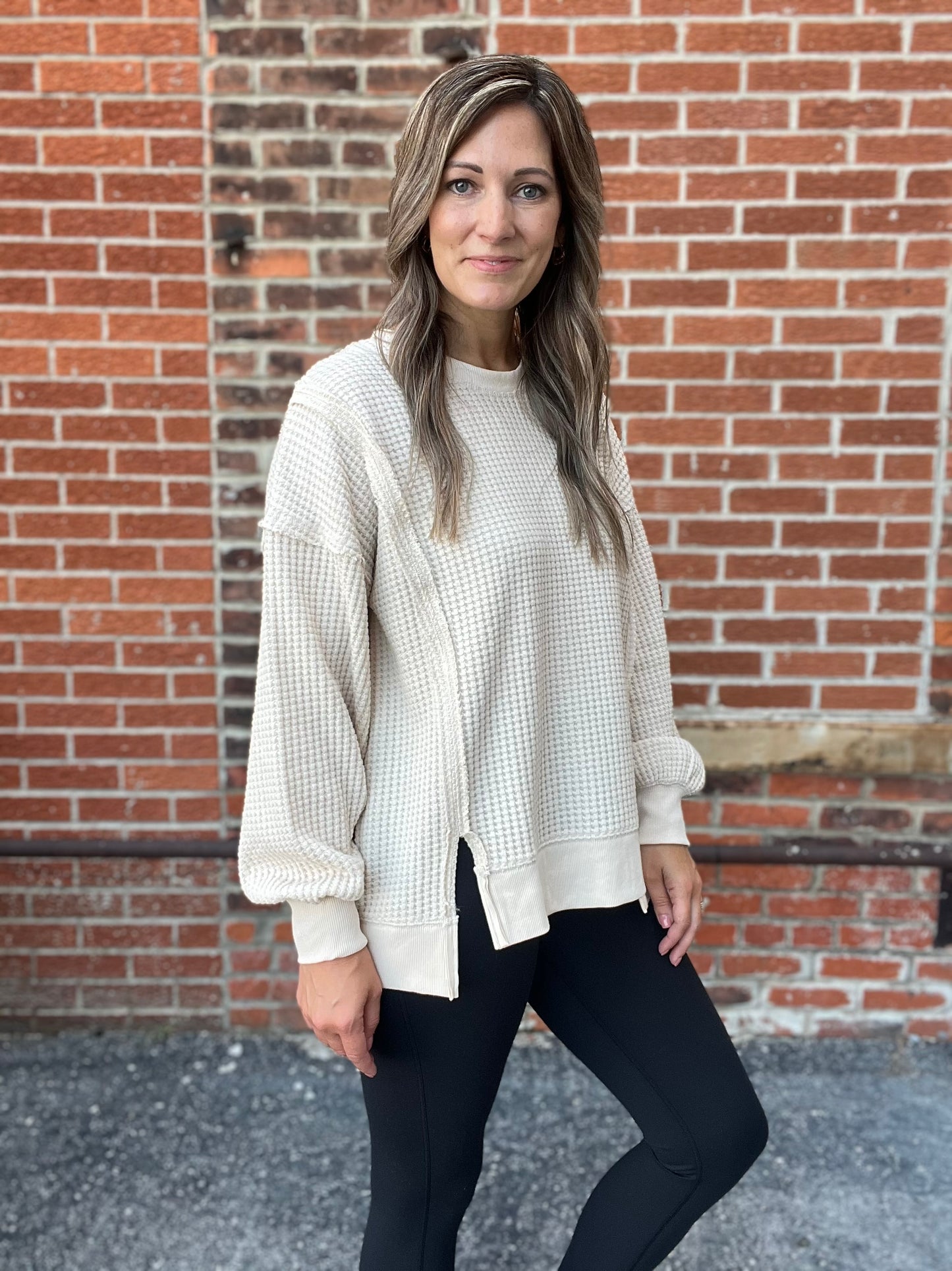 The Welling Oversized Waffle Knit Top